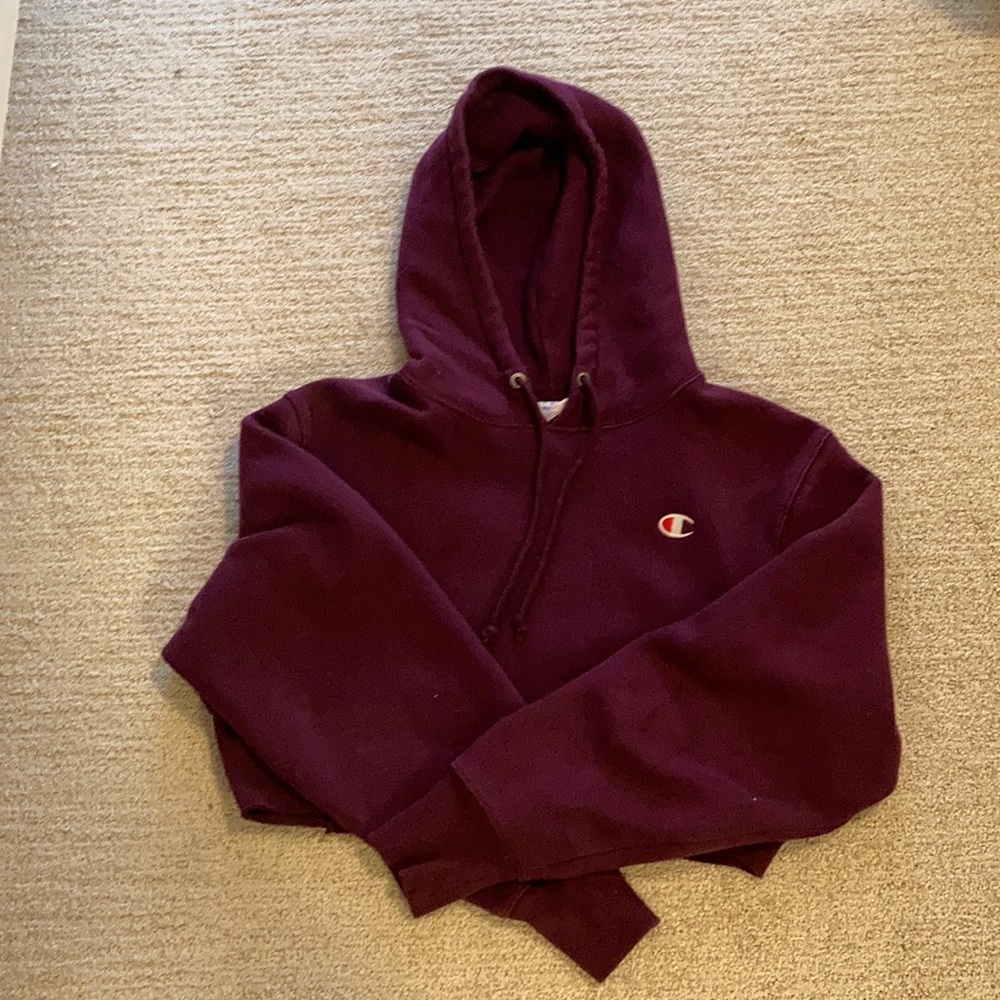 Maroon Cropped Champion Hoodie